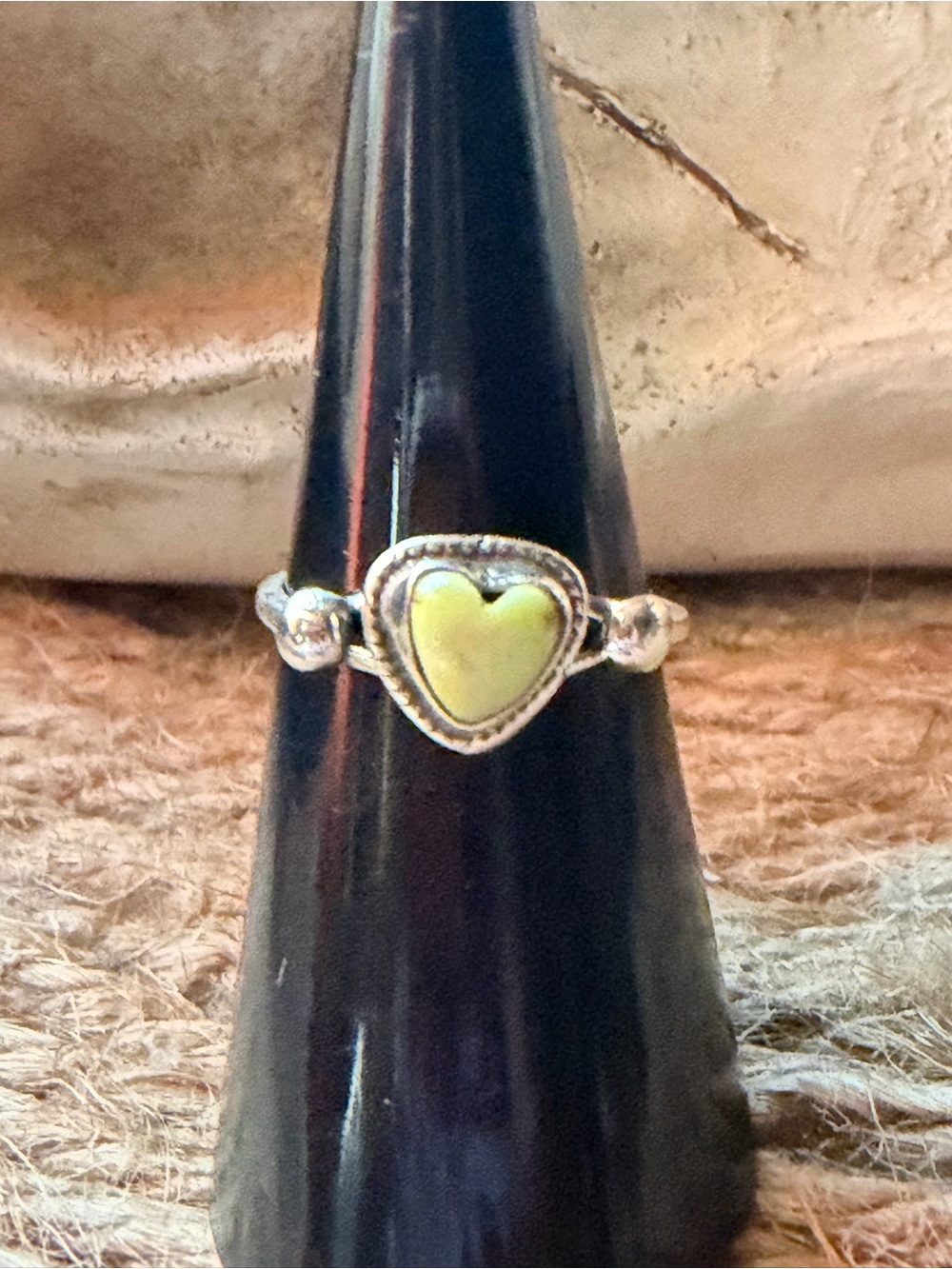 Sterling Silver Heart Ring with Palomino Stone Size 6